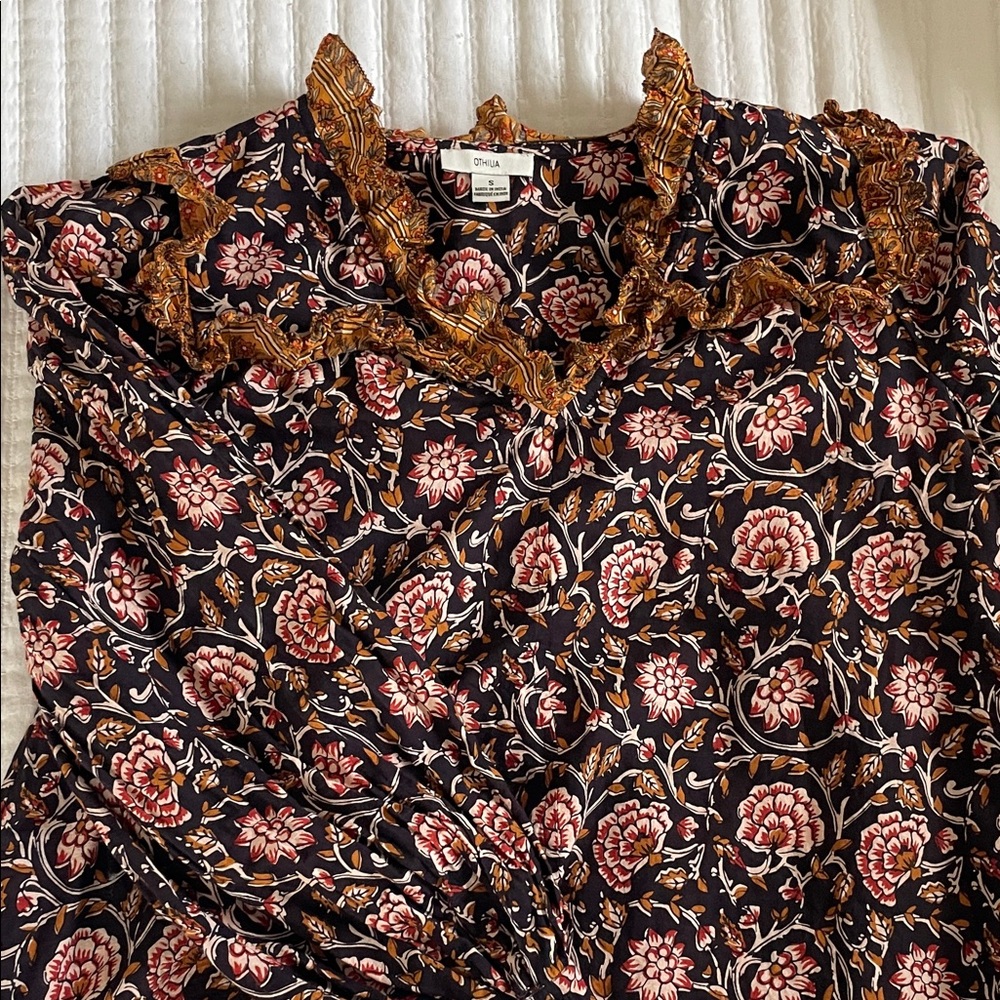 Othilia Floral Ruffle Neck Blouse